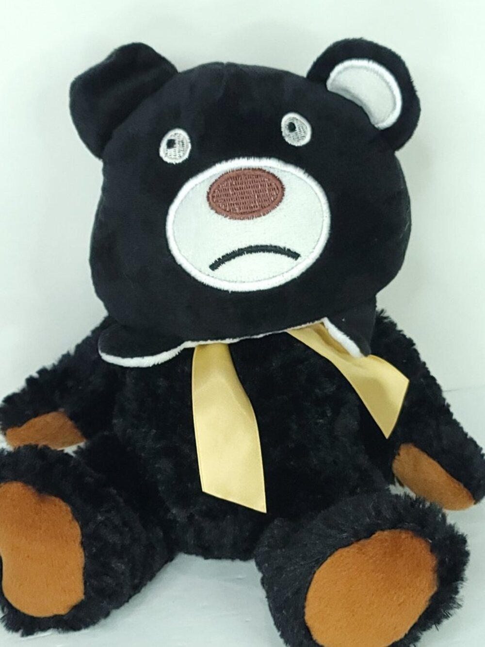 Teddy Bear Black Reversible Mask White Black Plush 10" Stuffed Animal Zipper